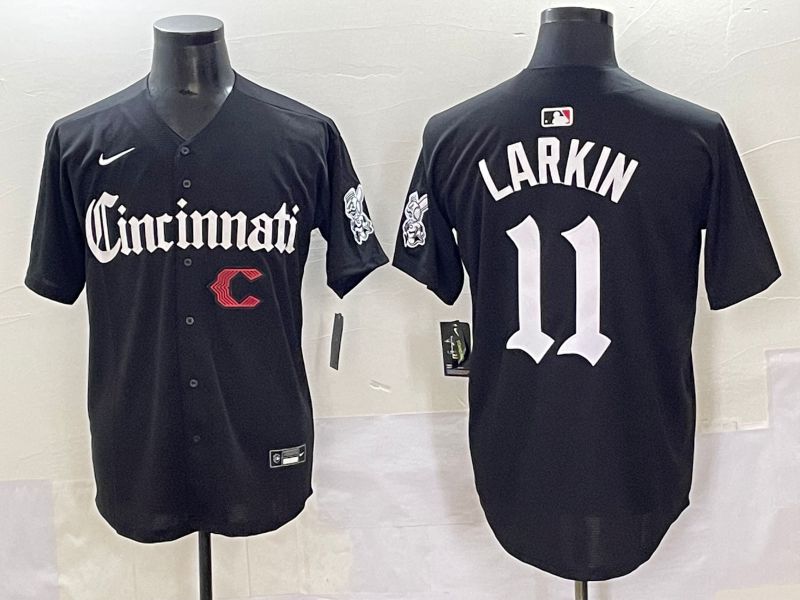 Men 2025 Cincinnati Reds #11 Larkin Black Five generations Joint Name Nike MLB Jersey style 15->cincinnati reds->MLB Jersey